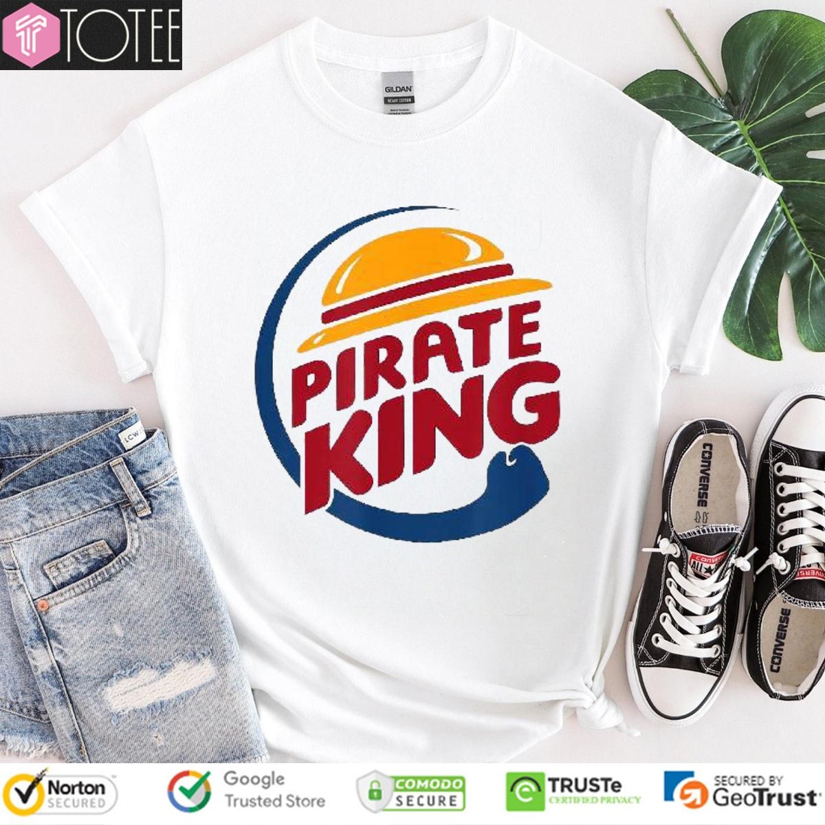 Straw Hat Pirate King Parody One Piece Burger King Logo T-shirt
