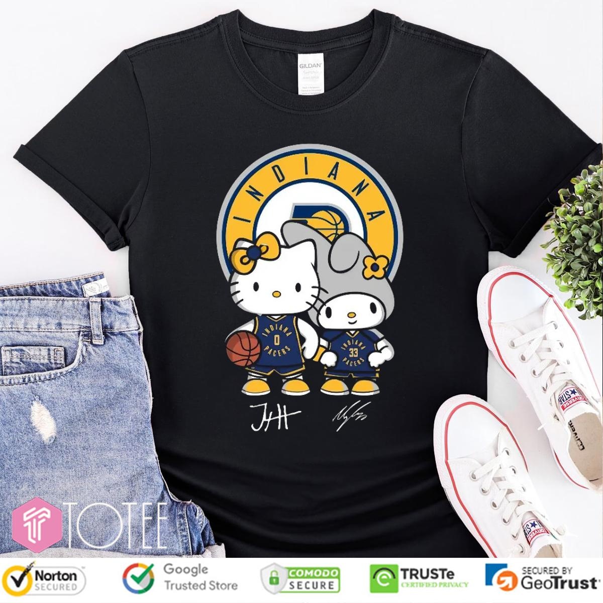 Indiana Pacers Tyrese Haliburton Myles Turner Hello Kitty Signatures T-shirt