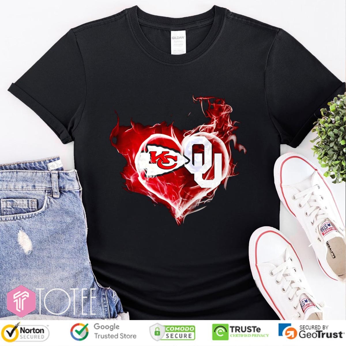 Smoke Heart Kansas City Chiefs Oklahoma Sooners T-shirt