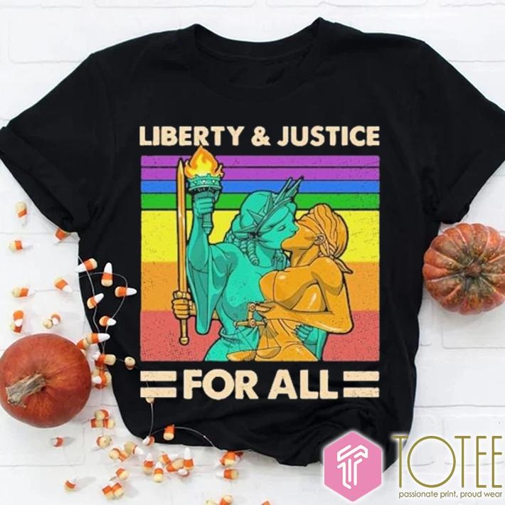 Lgbt Liberty Kiss Justice For All Vintage T-shirt