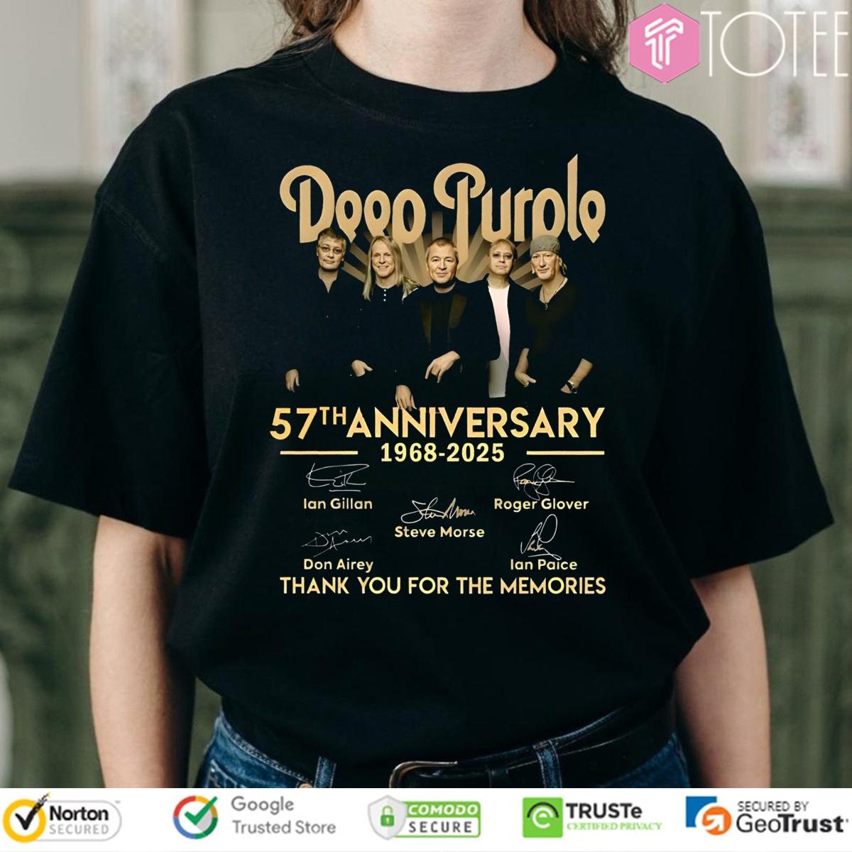 Deep Purple 57Th Anniversary 1968-2025 Signatures T-shirt