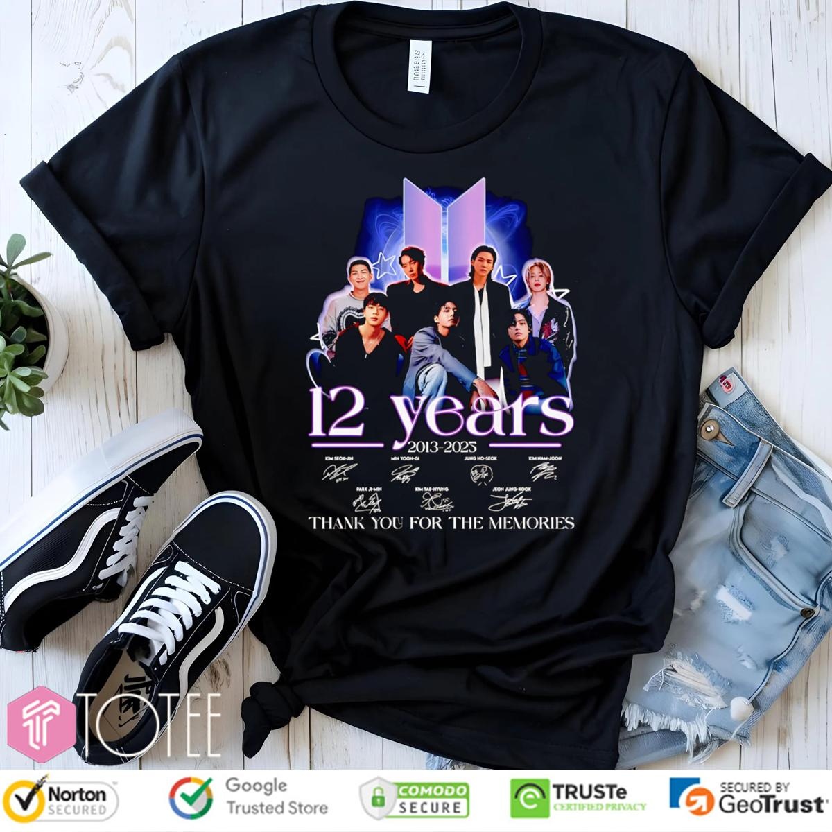12 Years 2013 2025 Bts Signatures T-shirt
