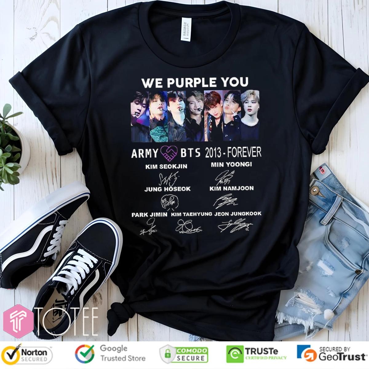 Army Love Bts We Purple You 2013 Forever Signatures T-shirt