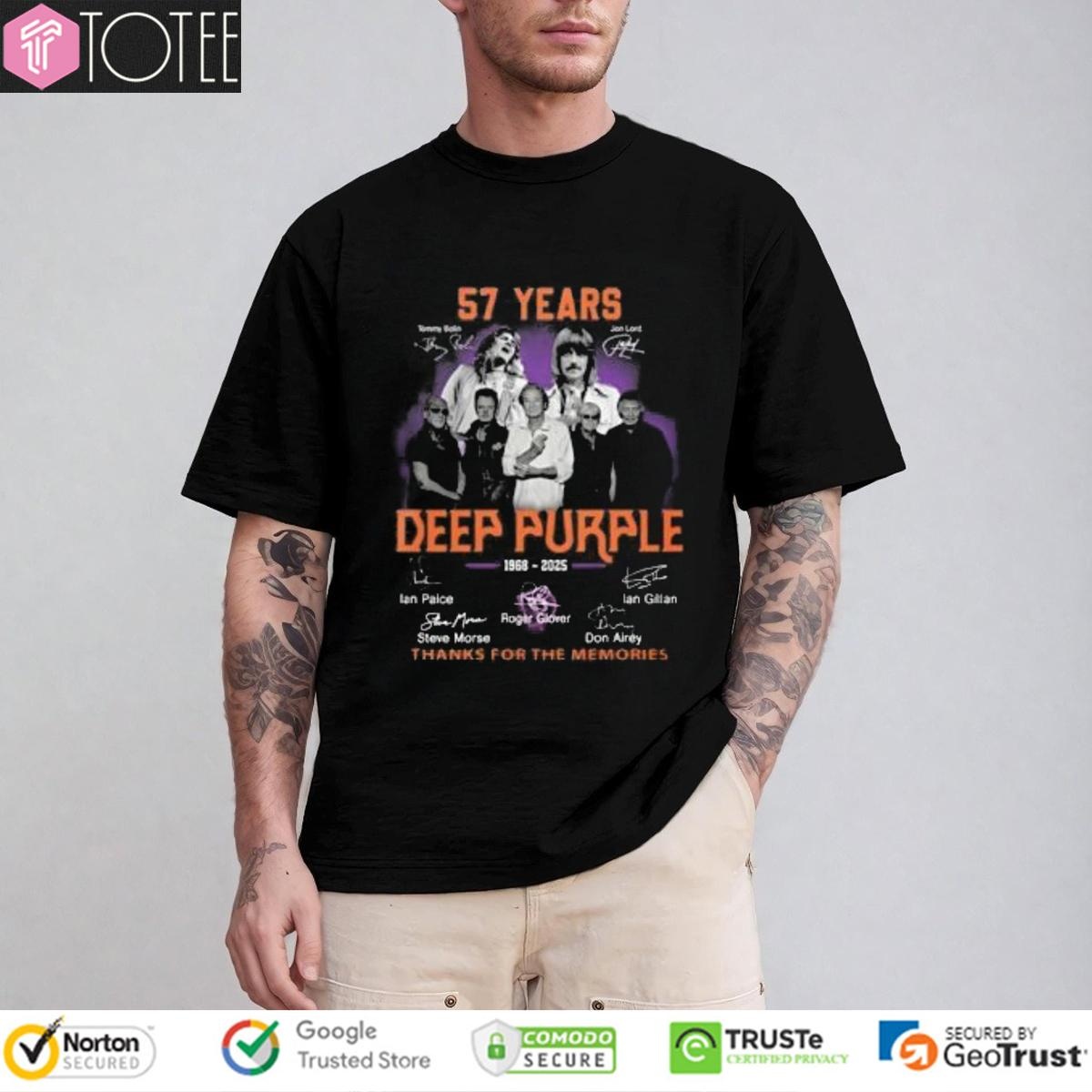 Deep Purple 57 Years 1968-2025 Signatures T-shirt