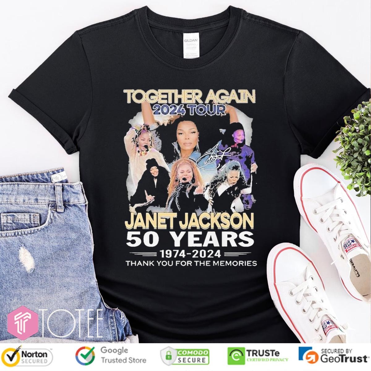 Janet Jackson Together Again Tour 50 Years 1974-2024 Signature T-shirt