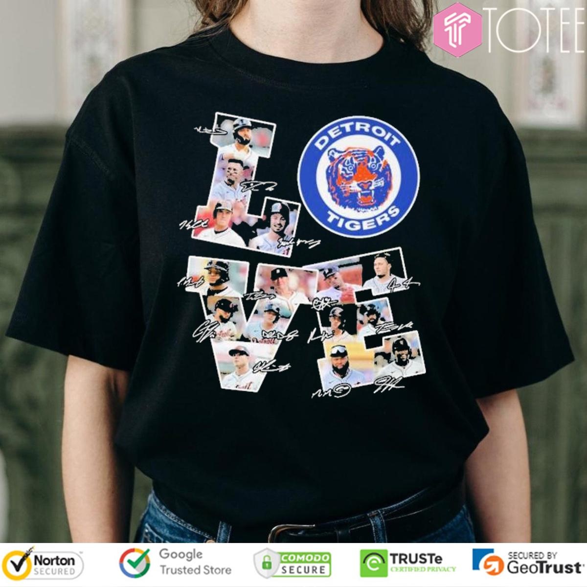 Love Detroit Tigers Baseball Signatures T-shirt