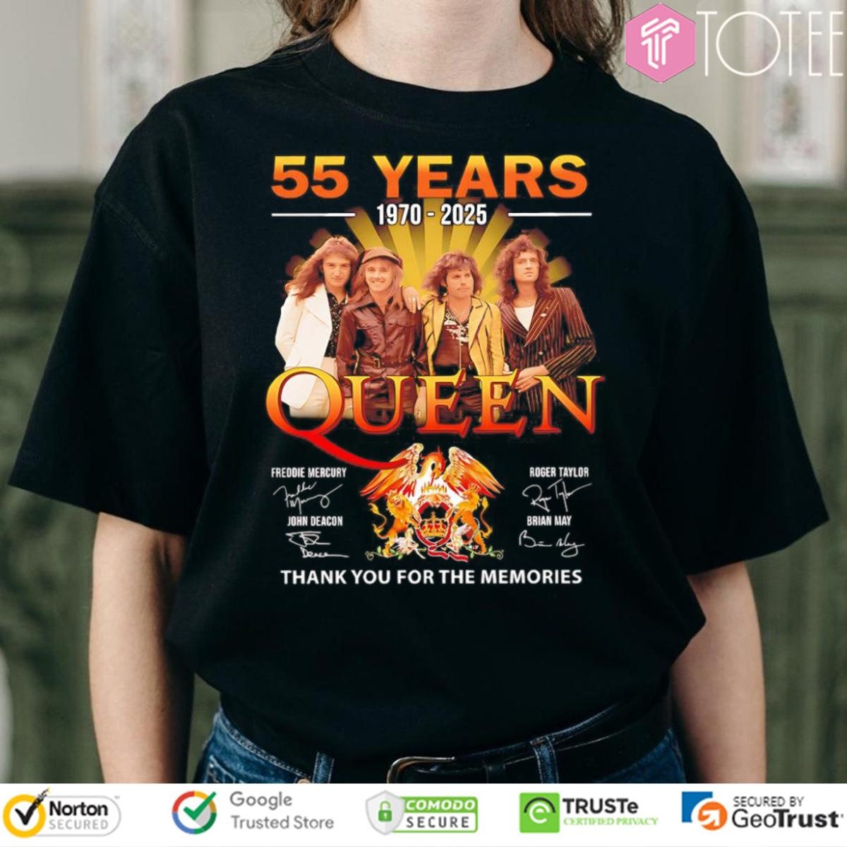 Queen Band 55 Years 1970-2025 Signatures T-shirt