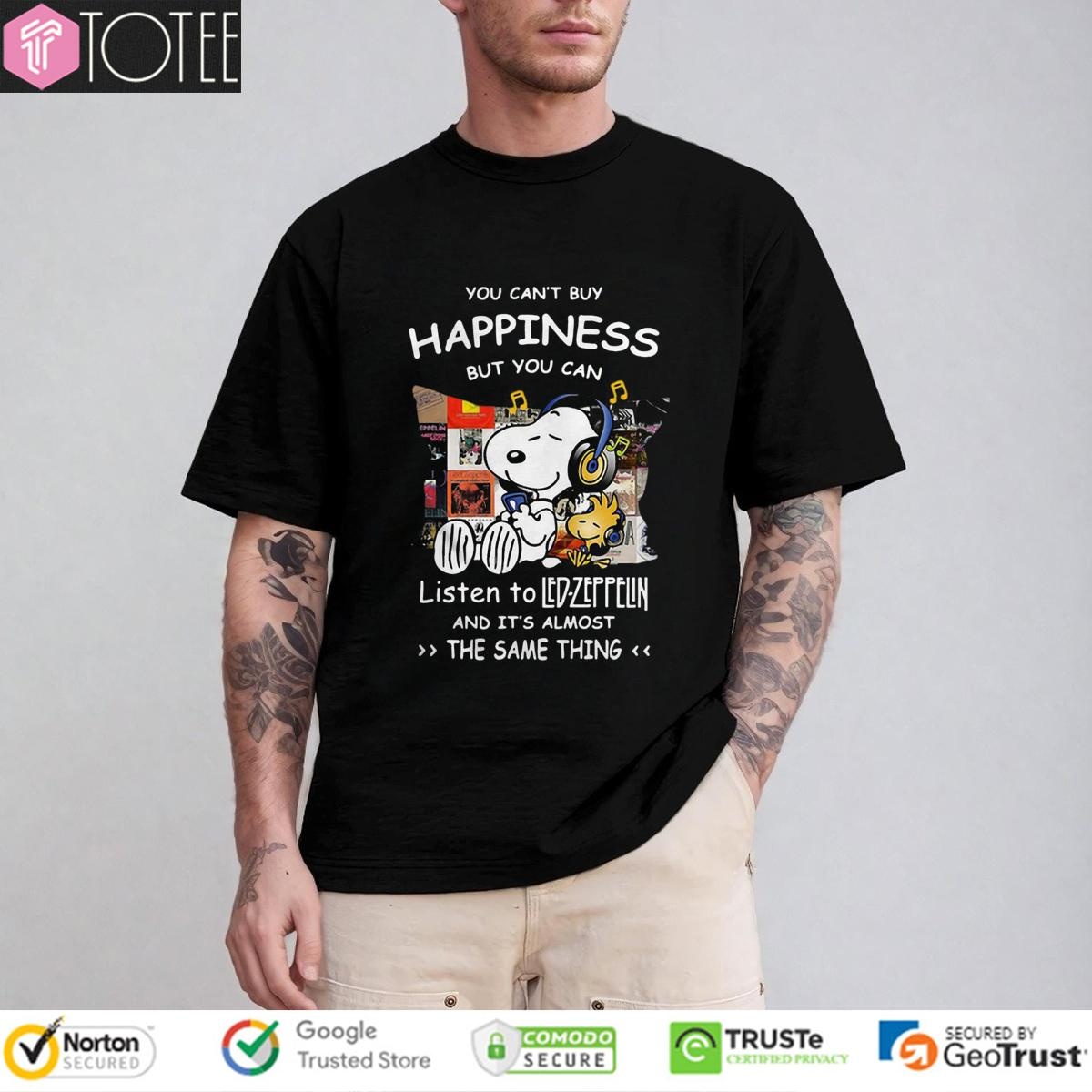 Snoopy Woodstock Happiness Listen To Led Zeppelin The Same Thing T-shirt