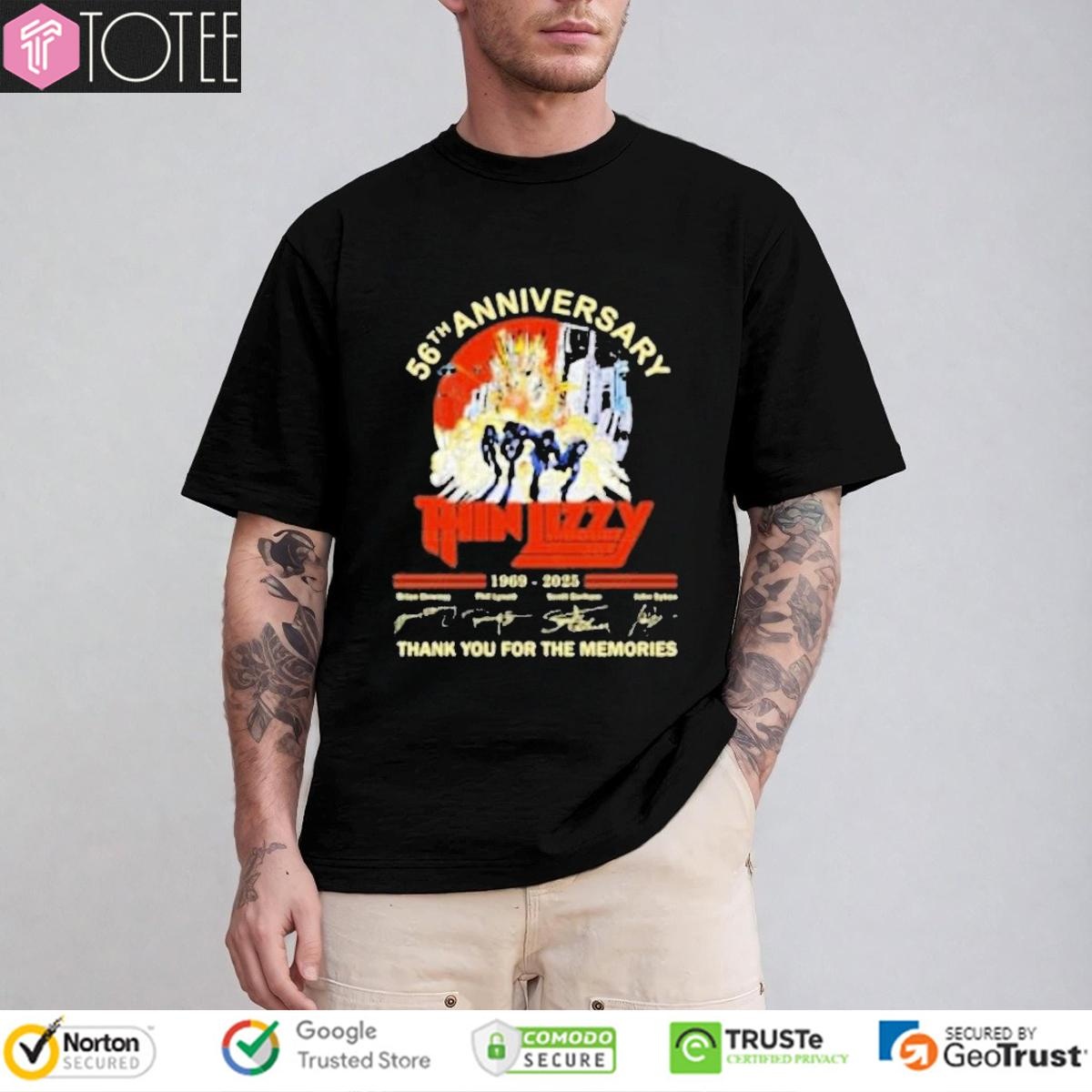 Thin Lizzy 56Th Anniversary 1969-2025 Rock Band Signatures T-shirt
