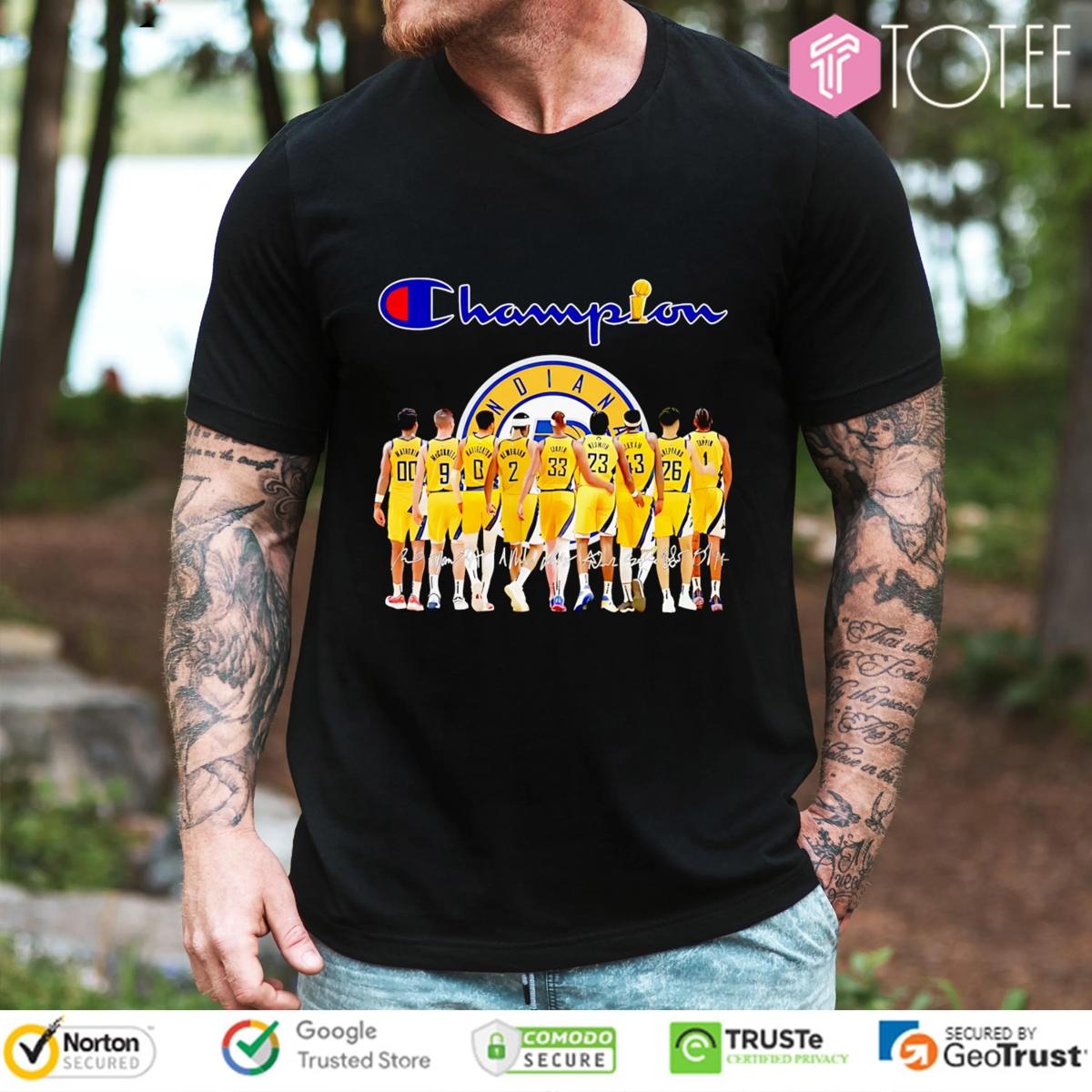 Logo Champion Indiana Pacers Nba Players Signatures T-shirt