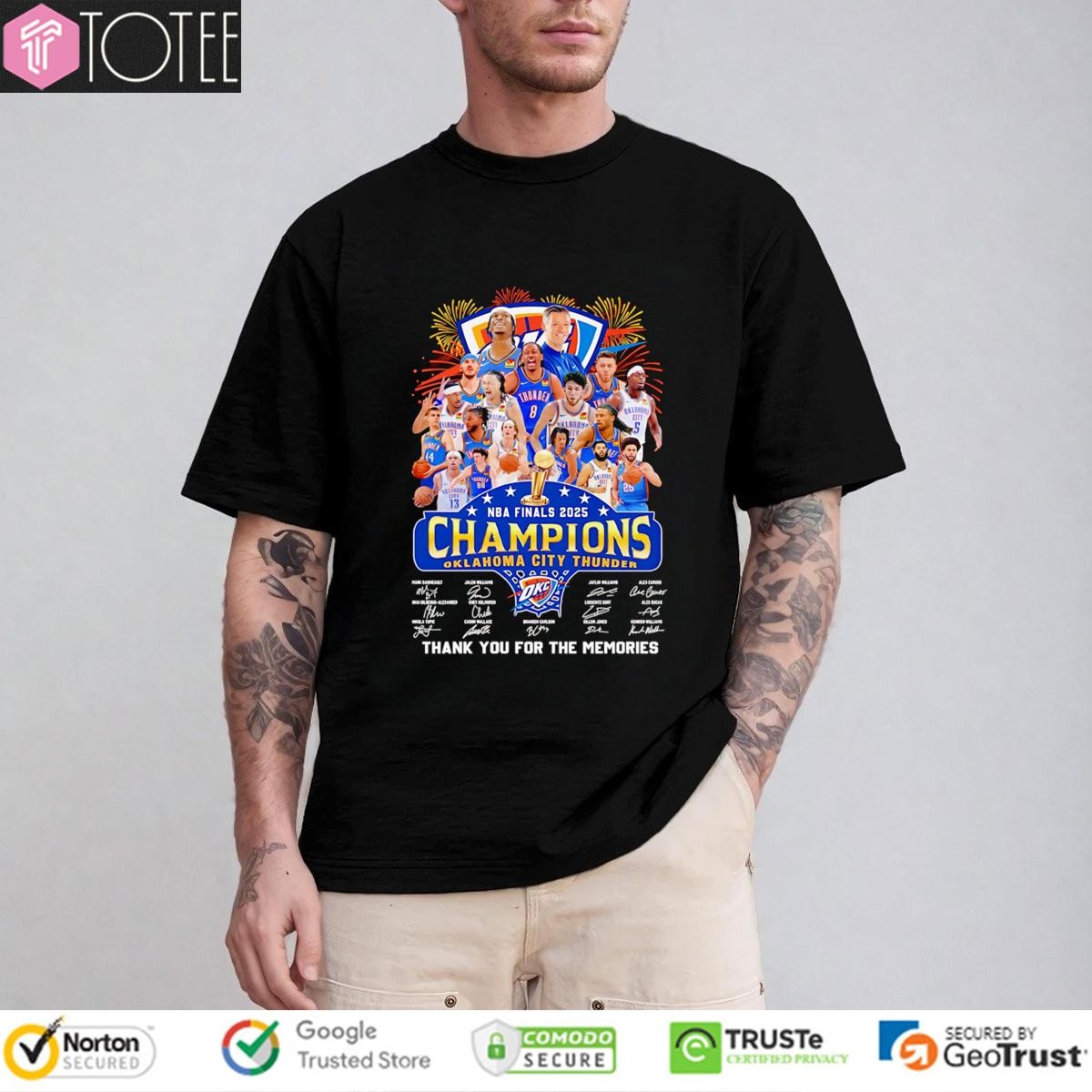 Oklahoma City Thunder Nba Finals 2025 Champions Signatures T-shirt