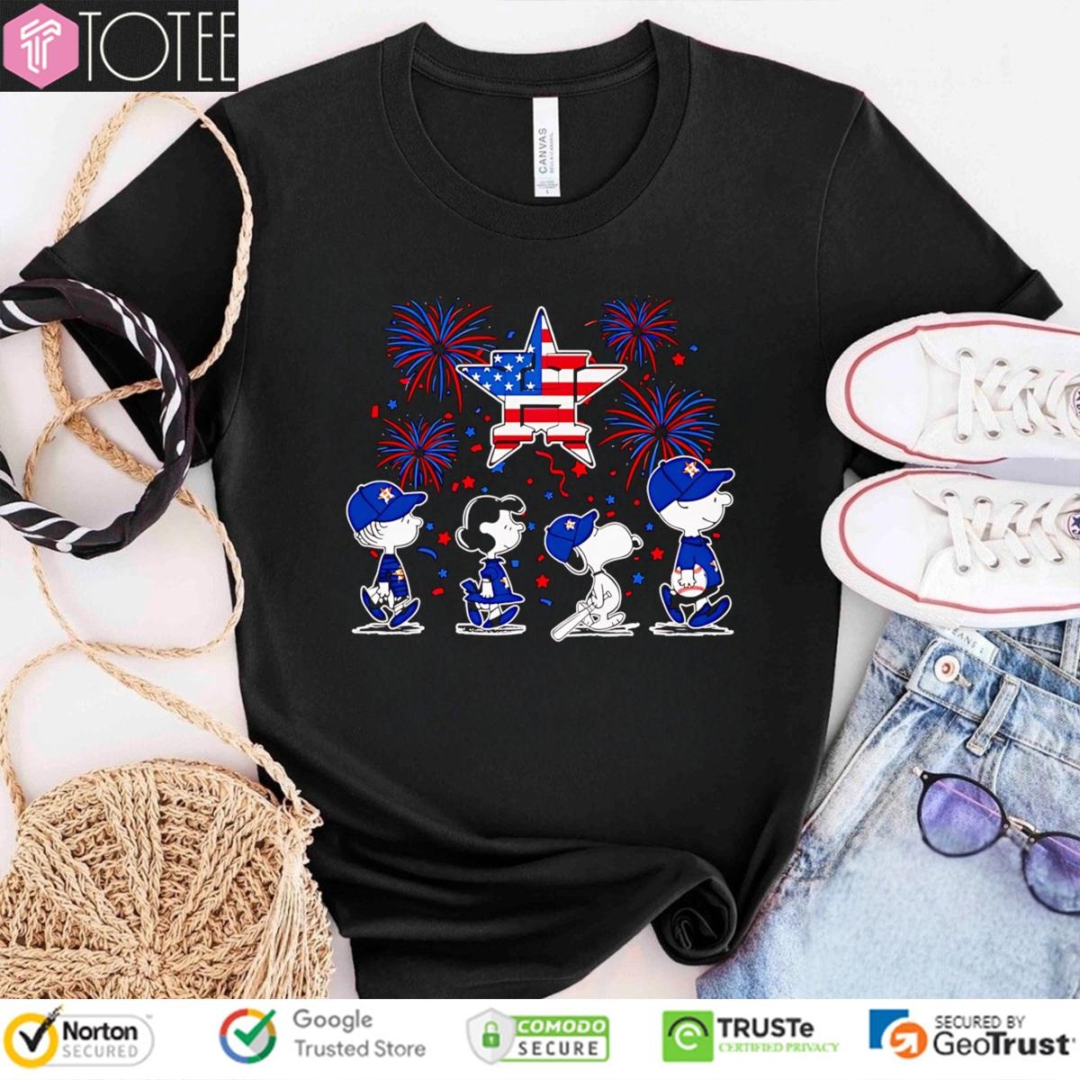 Peanuts Snoopy Houston Astros Fireworks 4Th Of July T-shirt