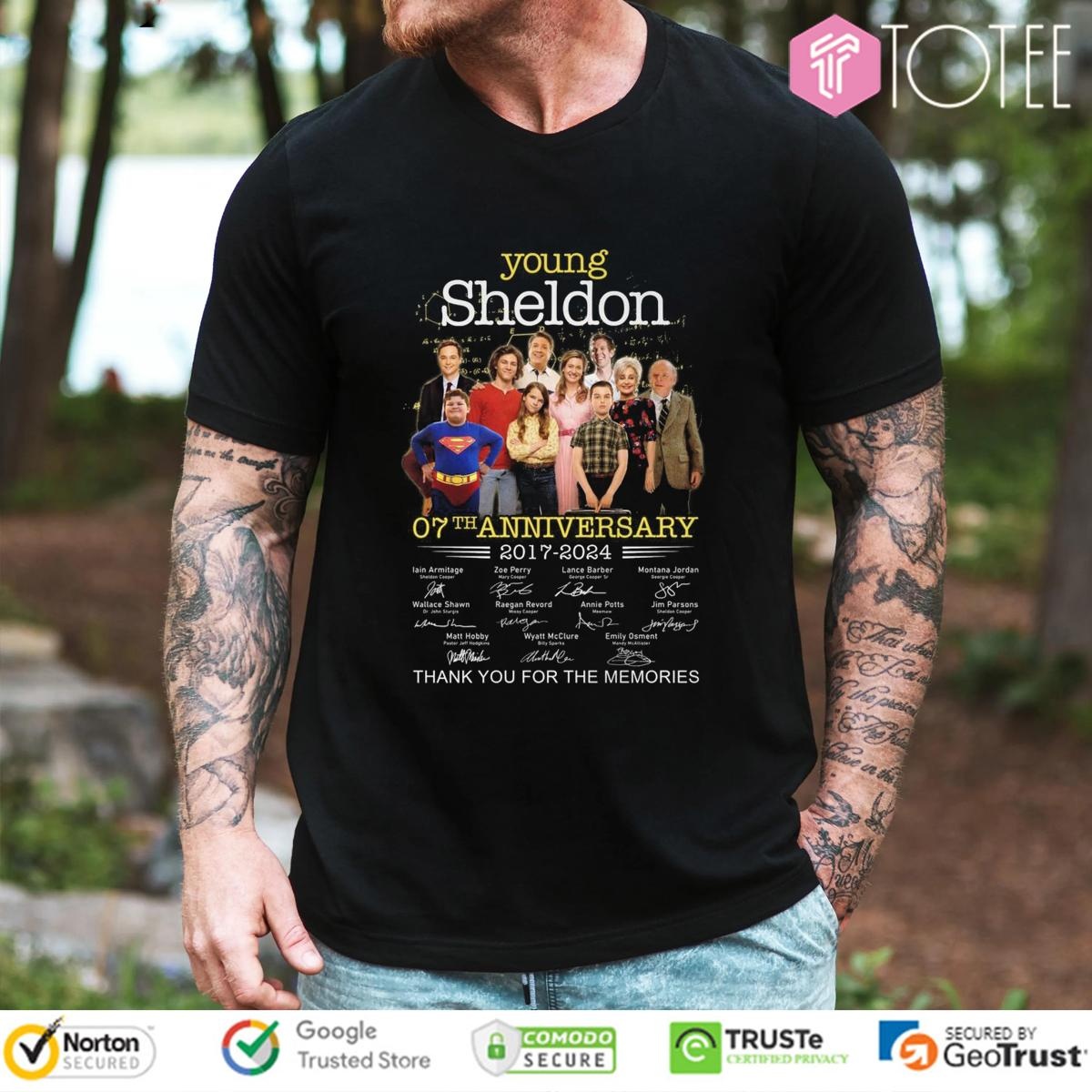 07Th Anniversary 2017-2024 Young Sheldon Signatures T-shirt