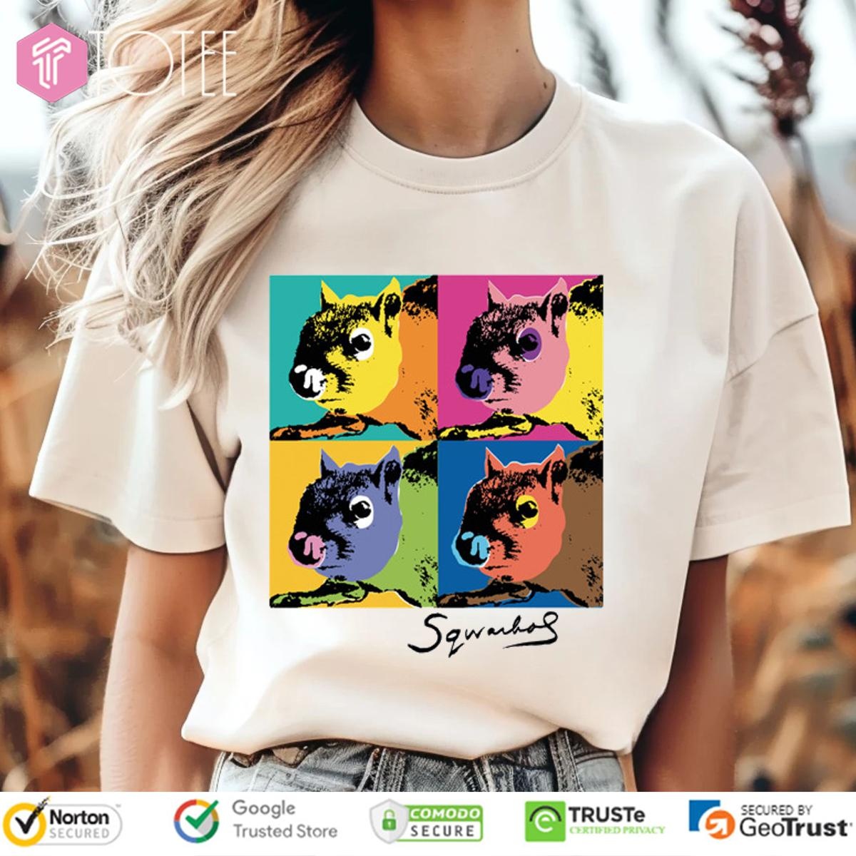 Andy Warhol Humor Sqwarhol Funny Squirrel Art T-shirt